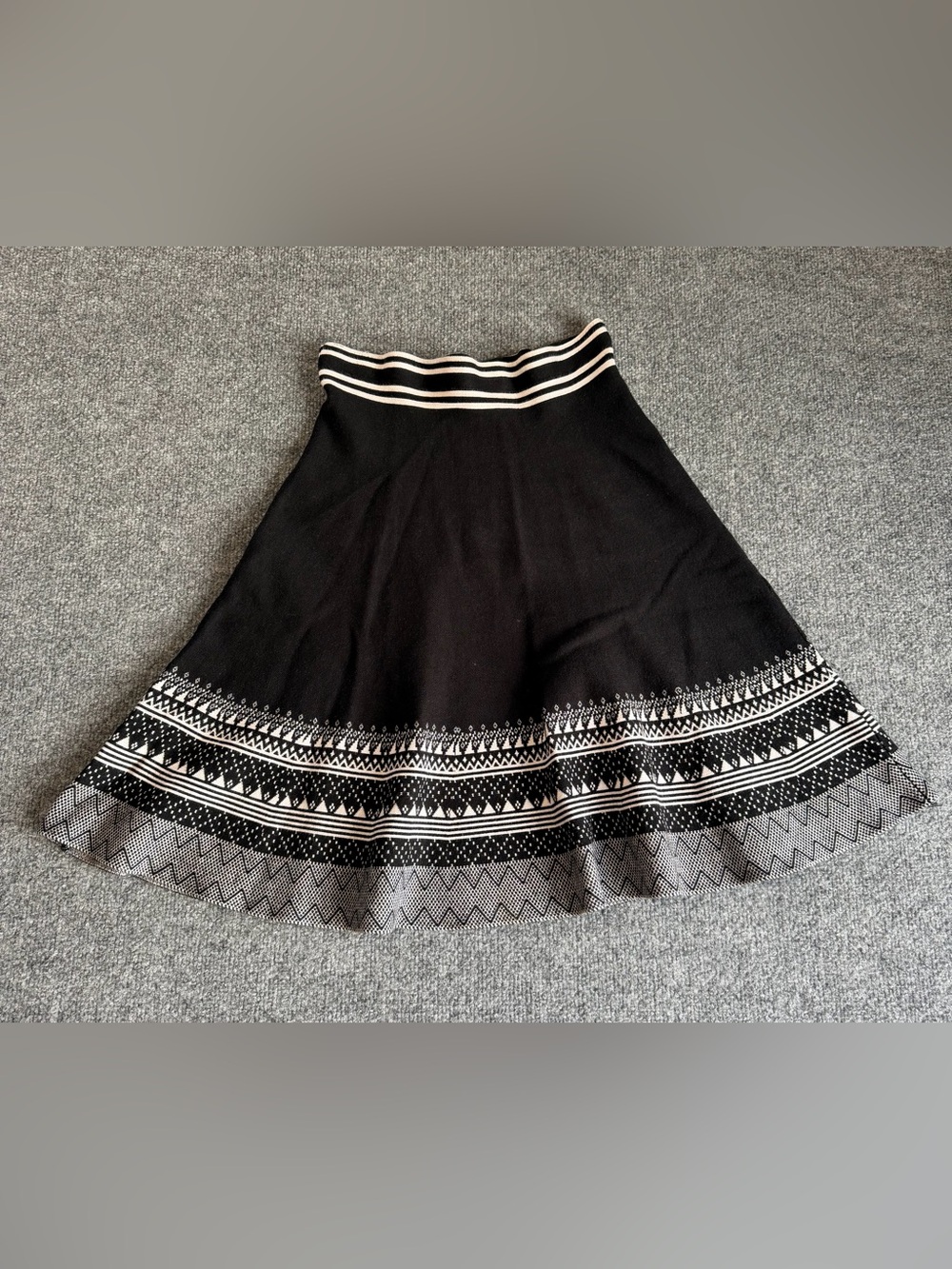 Black Patterned A-Line Skirt - Milano S